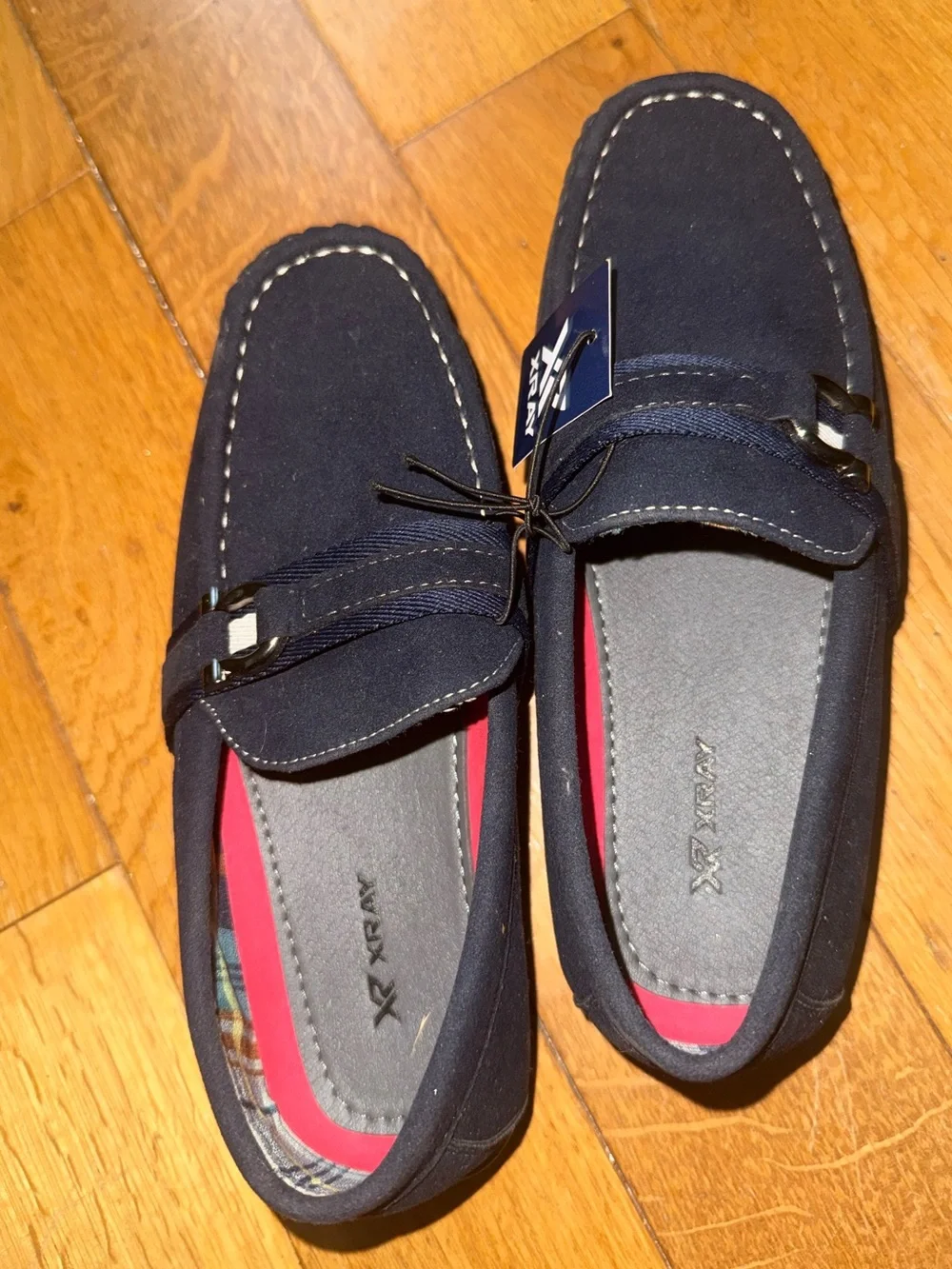 Xray Kids Navy Suede Moccasins with Decorative Strap